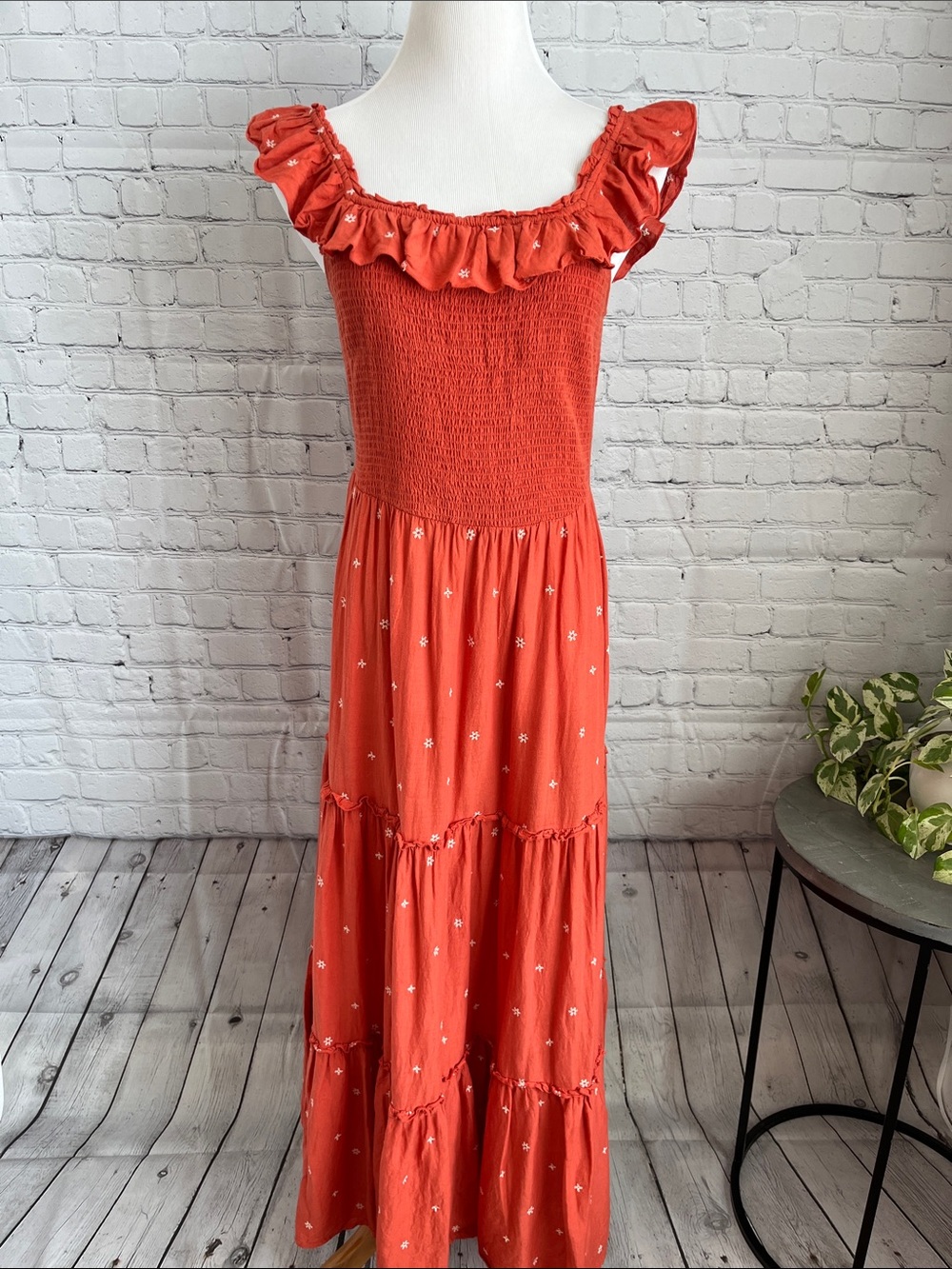 Old Navy Coral Ruffle Maxi Dress
